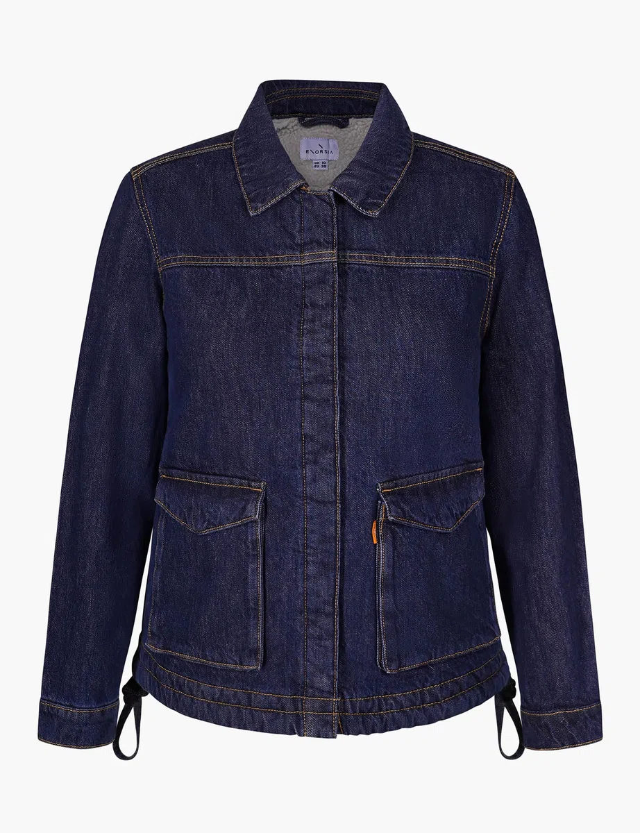Chaqueta de mezclilla para mujer con forro Borg, ajuste holgado con forro de sherpa, cinturón ajustable, cierre de botón a presión y bolsillos con solapa, capas elegantes para climas fríos