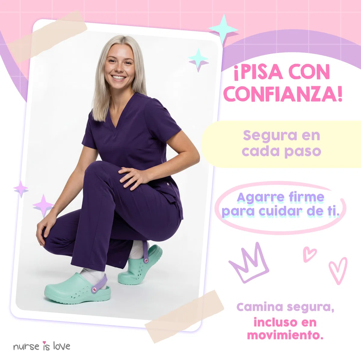 Nurse is Love Zuecos Mujer - Zuecos EVA Ligeros, Calzado Casual de Moda | Regalo Original para Ella | Diseño Divertido - Base