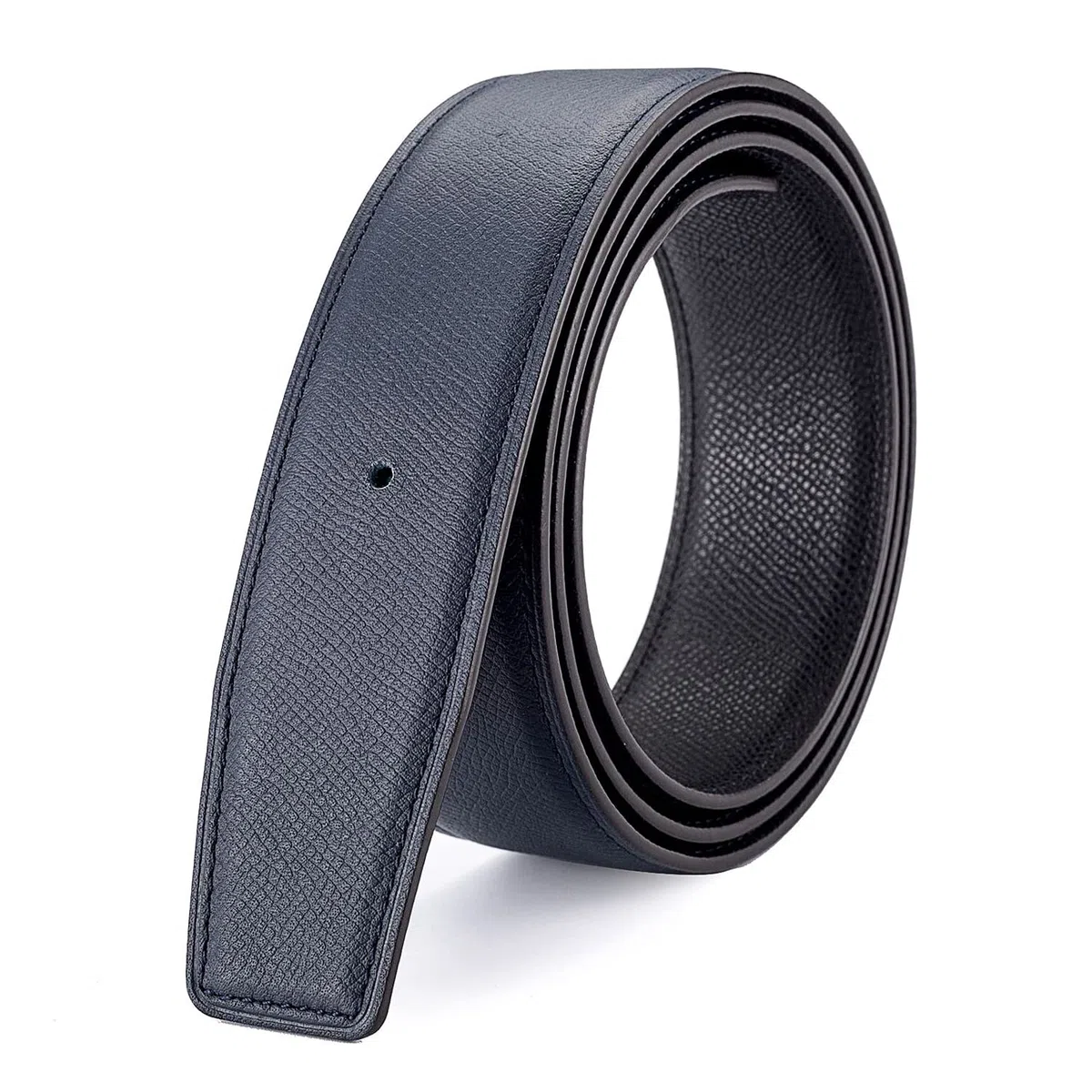 Vatee's Cinturón de repuesto reversible de piel auténtica sin hebilla de 3,8 cm/3,2 cm de ancho, H279 Azul Negro, Small