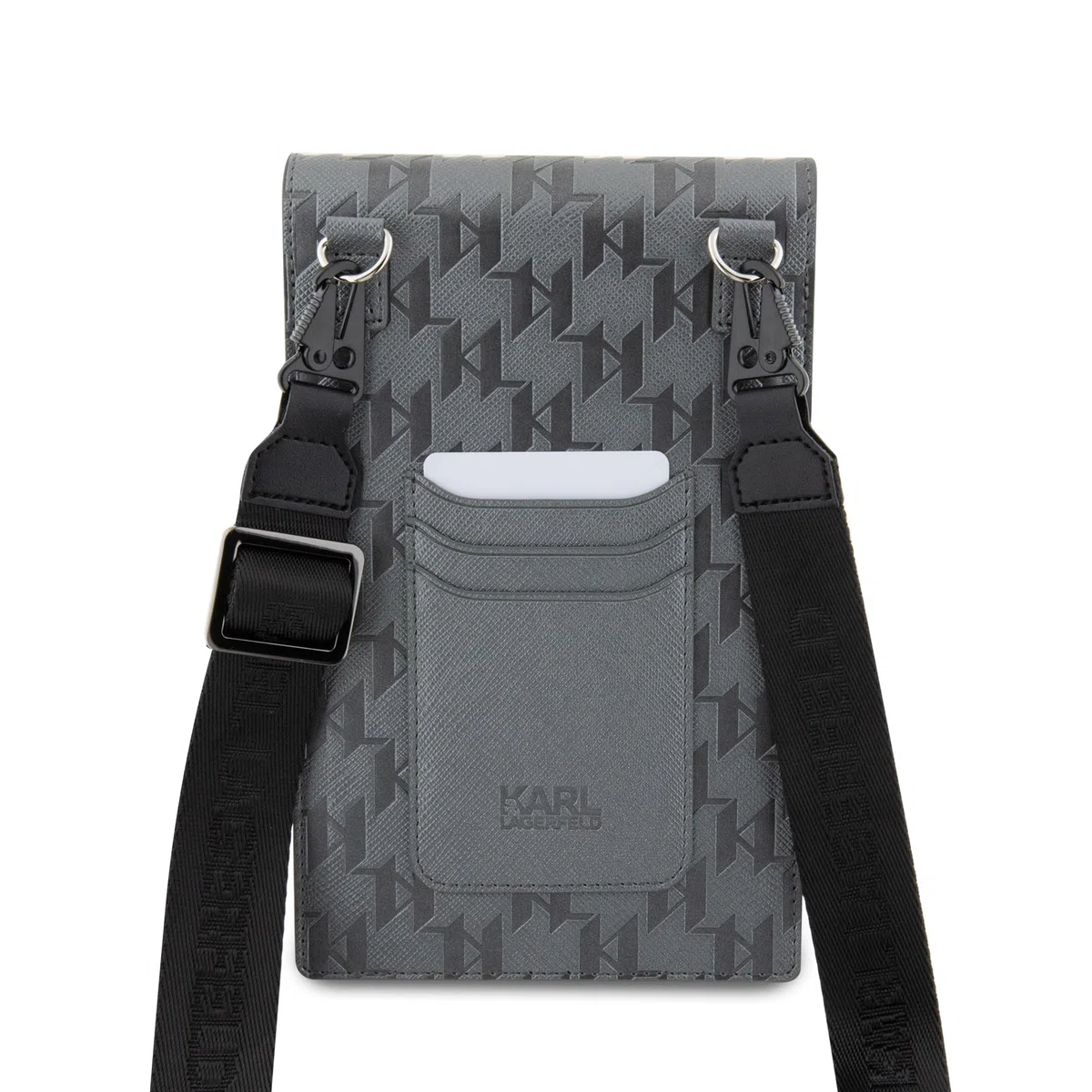 Karl Lagerfeld KLWBSAKHPCG Bolso de saffiano con monograma plateado