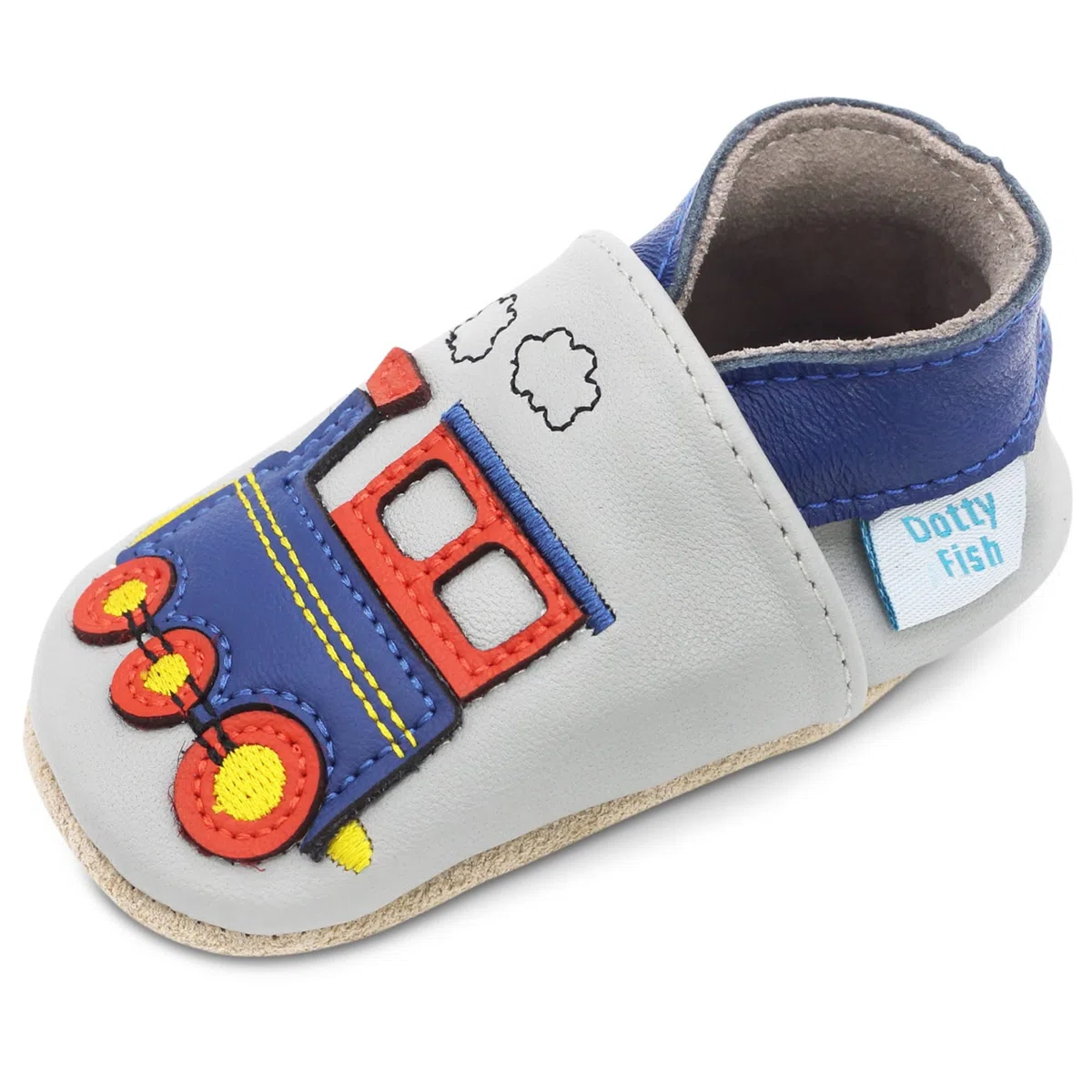 Dotty Fish Calzado Minimalista para bebés y niños. Zapatos Unisex de Piel Suave con Suela Antideslizante. Ligeros, Flexibles, Respirable y aprobados por podólogos - Tren 2-3 años