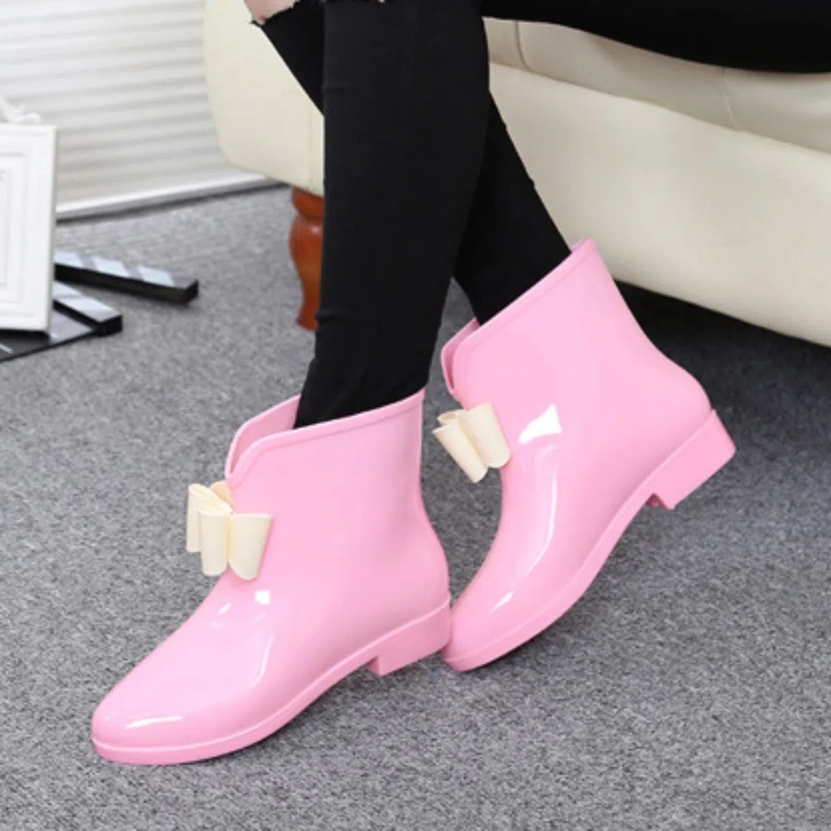 Botas de goma elegantes para mujer, botas de lluvia impermeables, botas de lluvia, botas de goma cortas, botas de goma, antideslizantes, botas de jardín, botas de lluvia