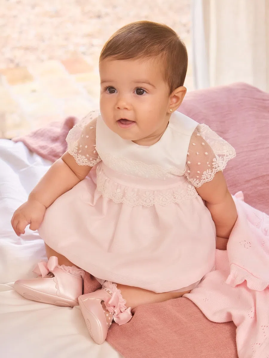 Mayoral Vestido Combinado Ceremonia para bebé niña Tulipan