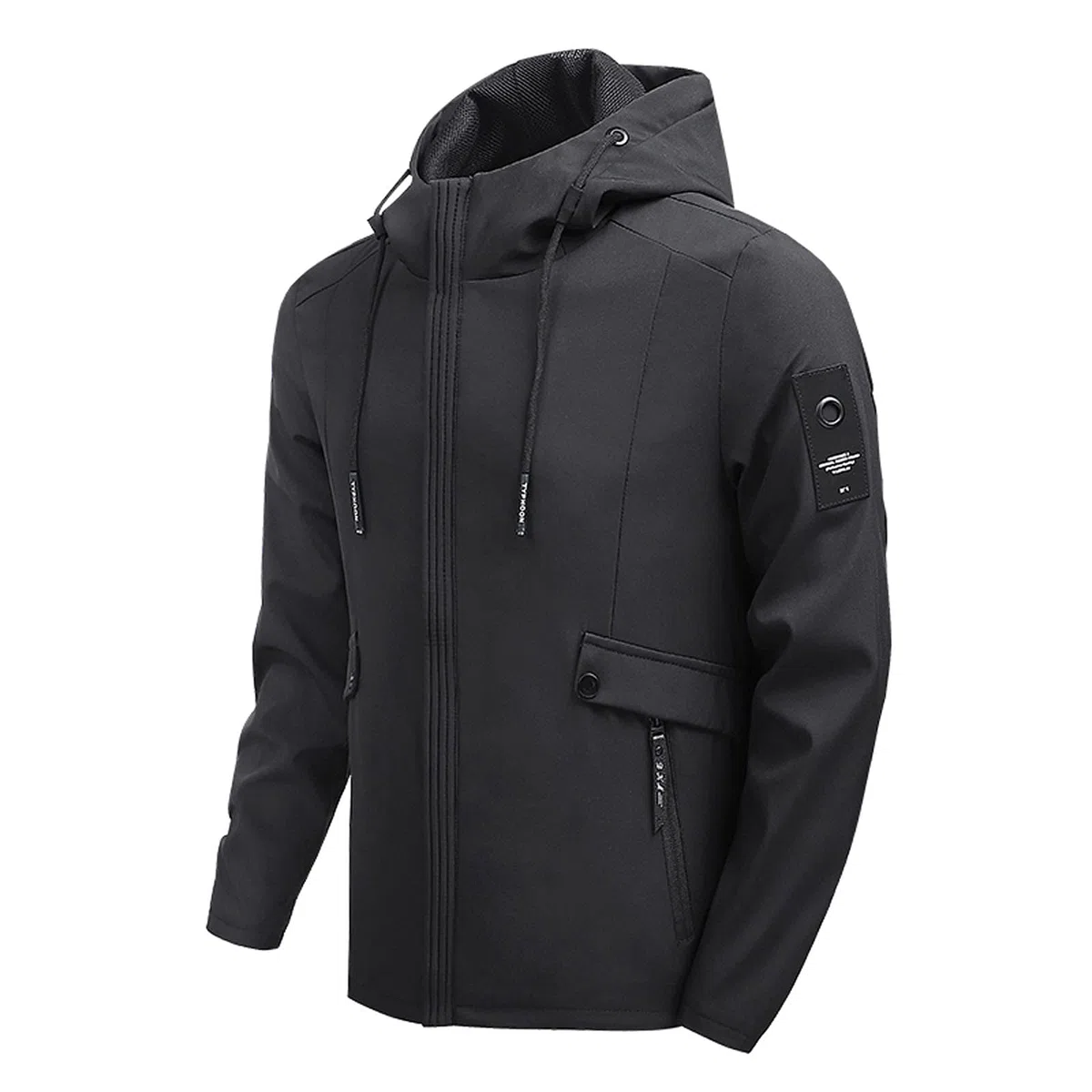 Chaqueta de invierno para hombre, chaqueta para hombre, informal, con capucha sólida, con cremallera, abrigo de manga larga, chaqueta suelta, cortavientos, para viajes de vacaciones al aire libre