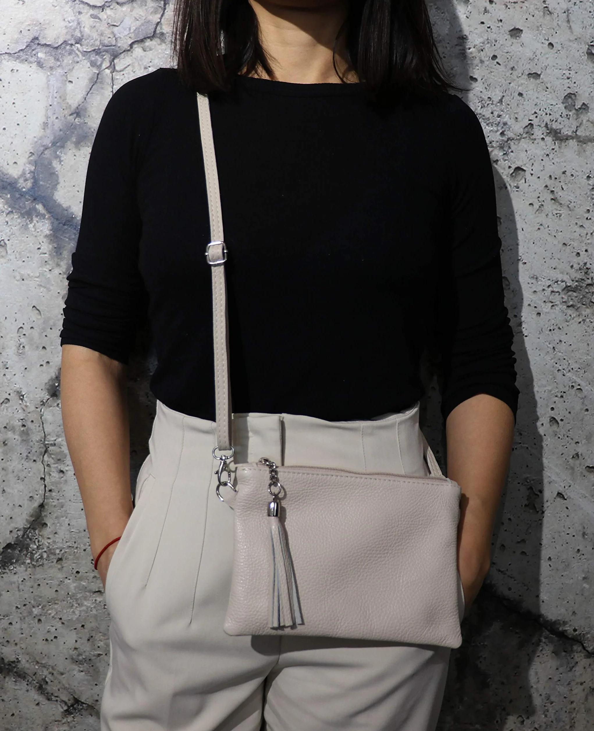 SH Leder Anny G248 - Bolso bandolera (piel, 22 x 15 cm)