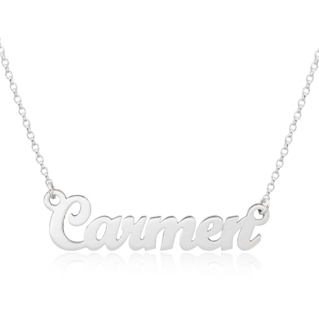 Collar Personalizable con Nombre en Plata de Ley 925 para Mujer - Detalle precioso personalizado para regalo de Navidad, Día de la Madre, Cumpleaños Hecho en España (Clásico)