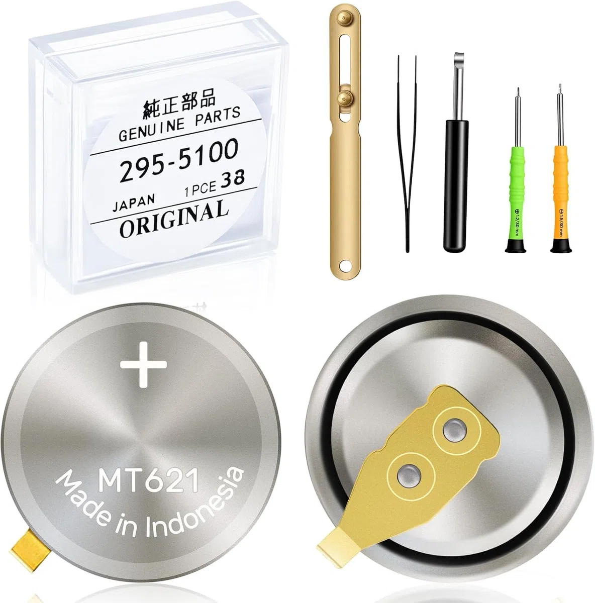 Batería de reloj 295-5100 Compatible con Citizen Eco-Drive Serie Modelo 295-5100 MT621 Adecuado para modelos BP10, E000, E001, E010, E011 Condensador sellado Batería recargable