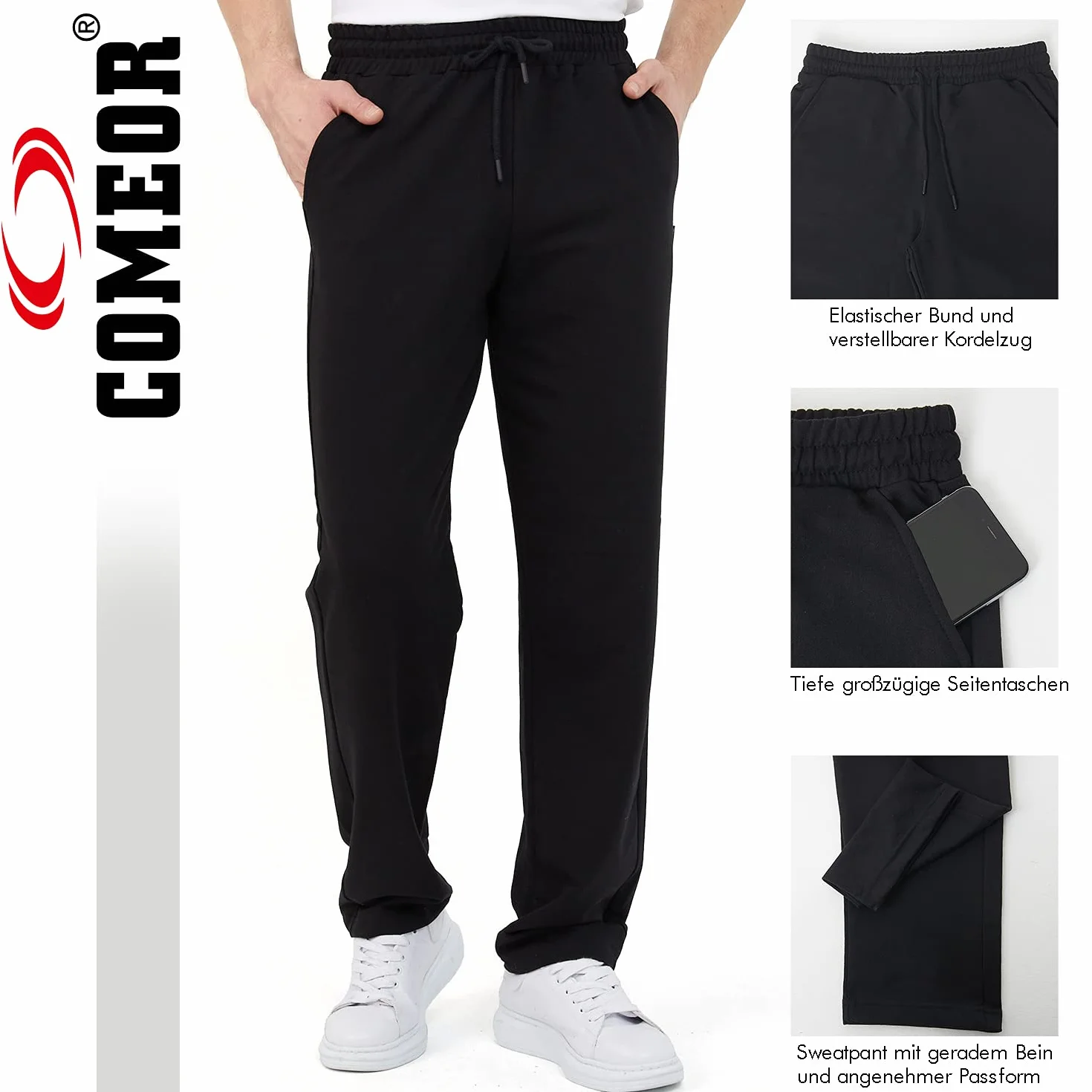 Comeor Pantalones de Chándal de Algodón para Hombre - Joggers Largos, Pantalones de Entrenamiento, Parte Inferior de Chándal Relajante