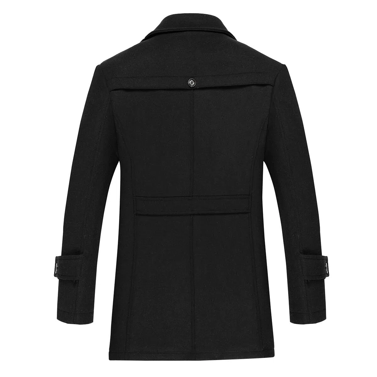 Allthemen Abrigo de invierno para hombre gabardina corta de lana Parka a prueba de viento cuello de solapa