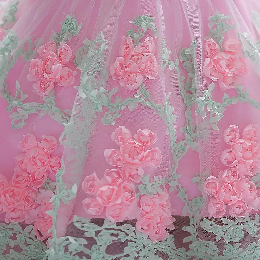 Lito Angels Vestidos Elegante Dama de Honor para Boda Fiesta Ceremonia para Bebe y Pequeñas Niñas, Azul Rosa Morado Amarillo