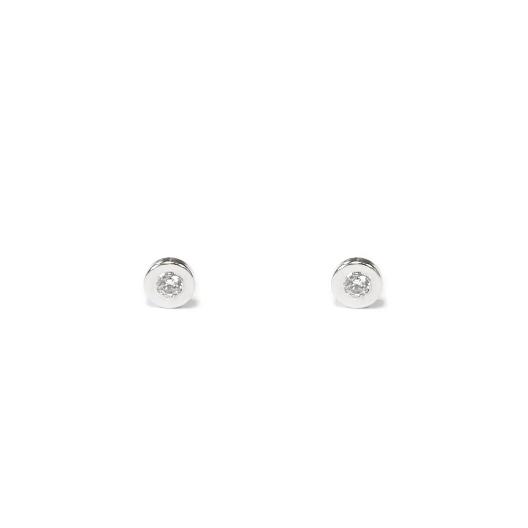 Mondepetit AG-2238 - Pendientes de bebe/niña plata Redondo con Circonita - Estuche Regalo