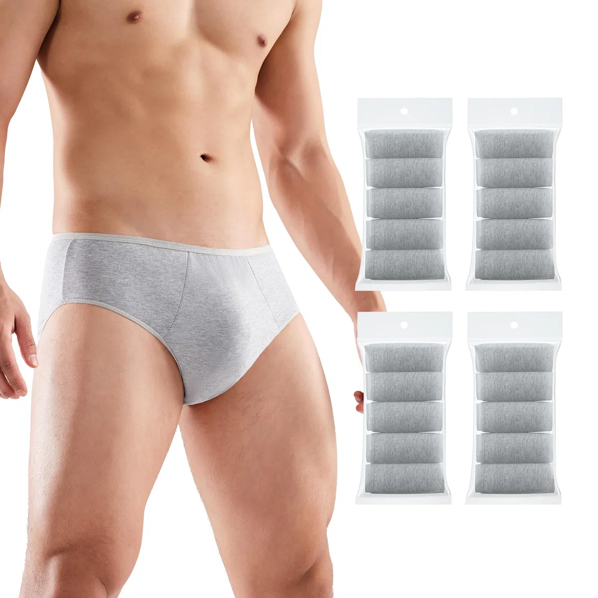 20 Piezas Ropa Interior Desechable de Algodón para Hombre Braguitas Portátiles para Viajes Fitness Hotel SPA Estancias en Hospital