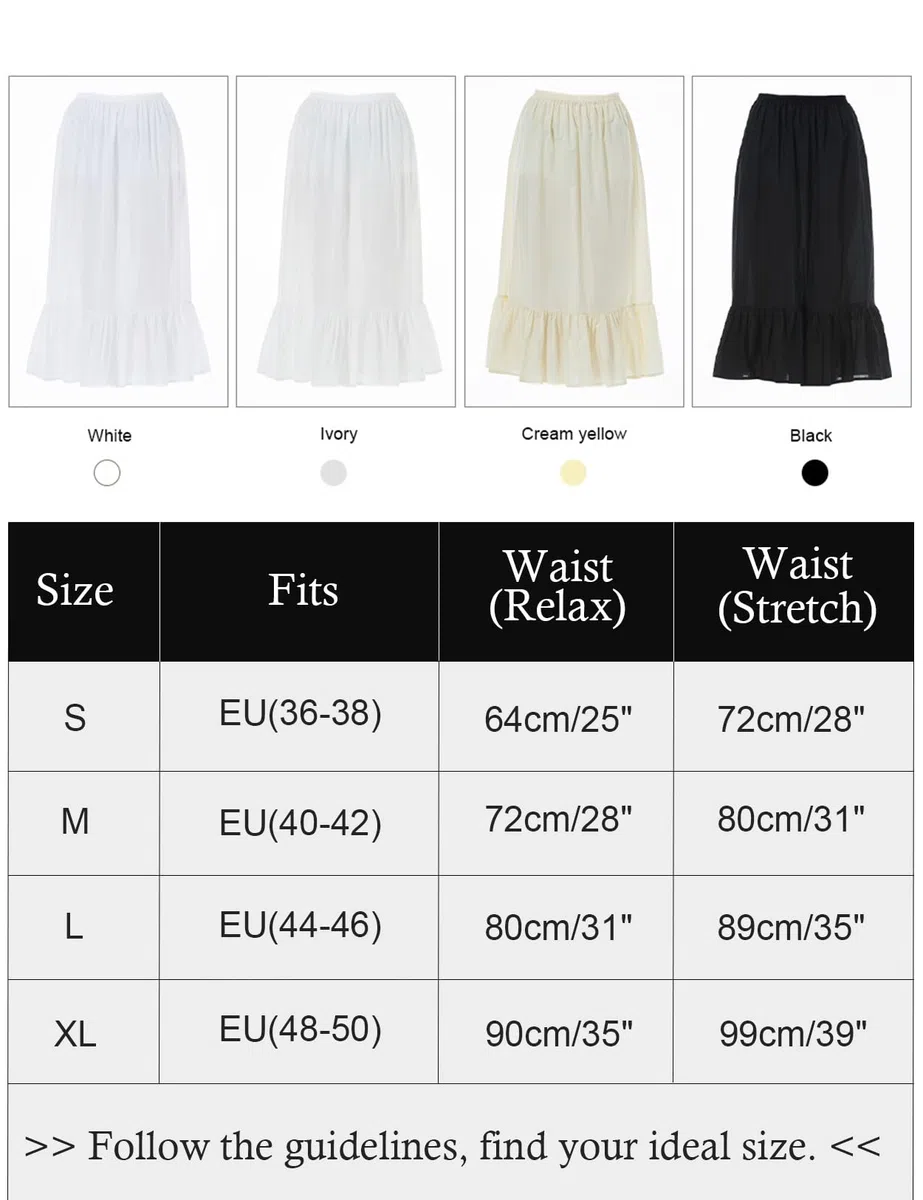 BEAUTELICATE Enaguas para Mujer Algodón Antiestática Larga Corto Media Combinacion Falda para Vestido Blanco Marfil Negro Ropa Interior
