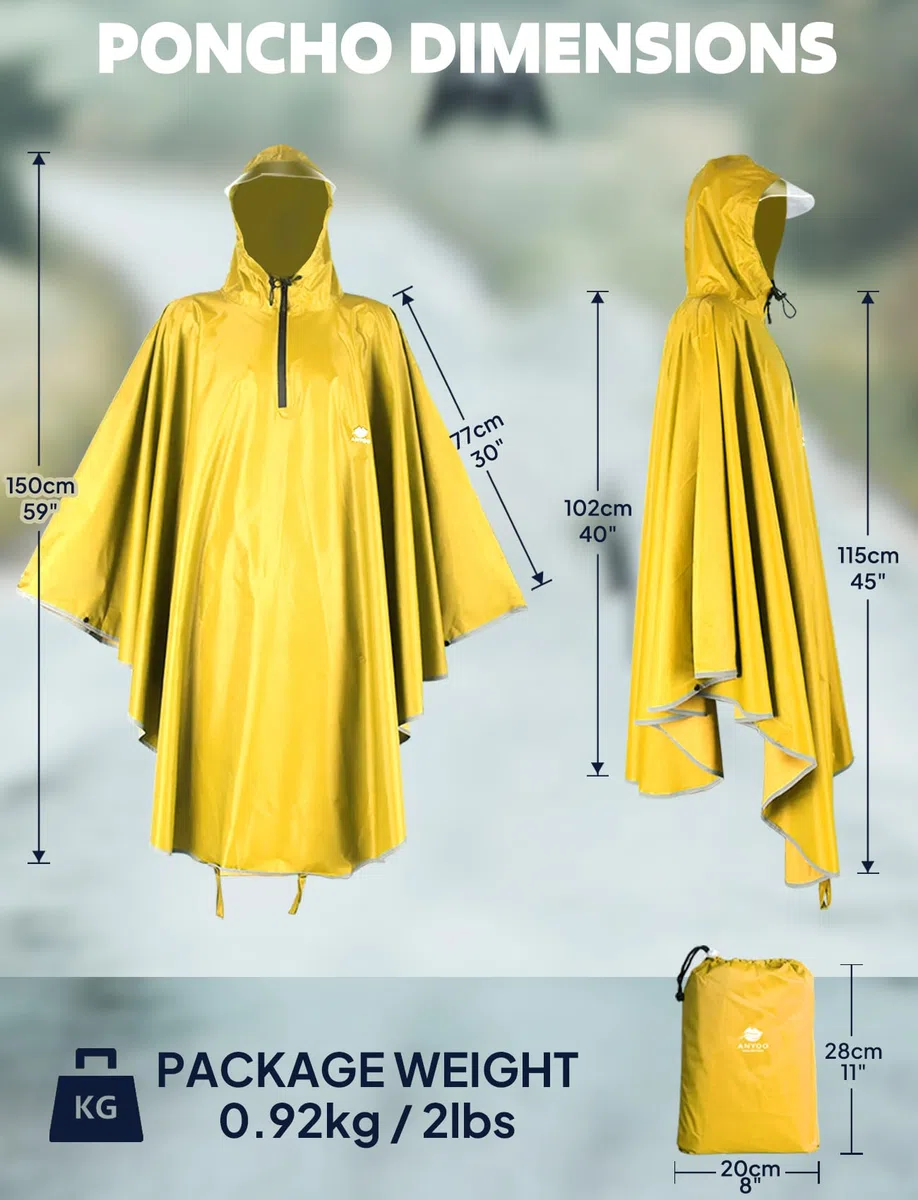 ANYOO Capas de Ciclismo Impermeables Portátiles Ligeras Poncho de Lluvia Bicicleta Compacta Unisex Reutilizable para Mochileros de Camping al Aire Libre