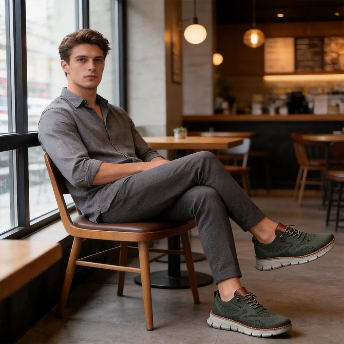 Wearbreeze - Tenis Oxford casuales de negocios para hombre, zapatos de vestir ligeros con cordones para el trabajo, viajes y viajes diarios