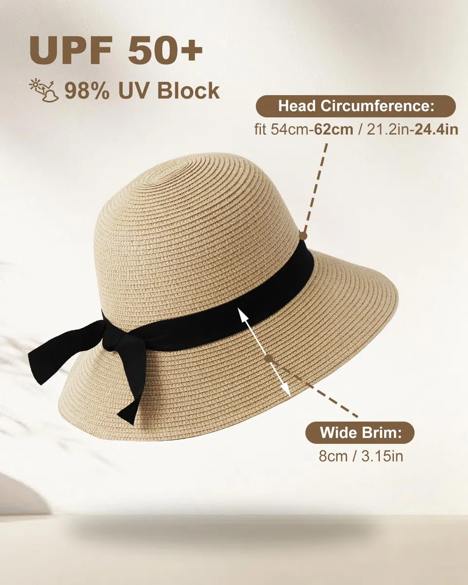 Zylioo S/M/L/XL/XXL Sombrero de Paja, Sombrero para el Sol, Cabeza Grande/pequeña, protección UV, Sombrero de Verano de Paja