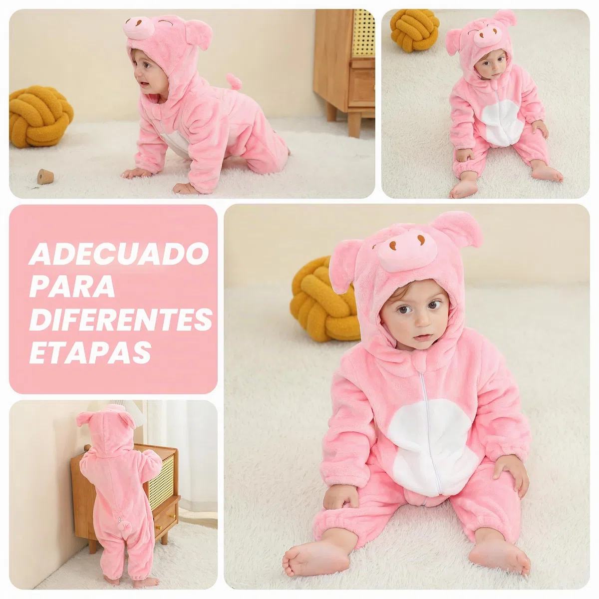 Traje de Cosplay de Halloween para Bebé Unisex con Capucha y Estampado de Animales 2-36 Meses