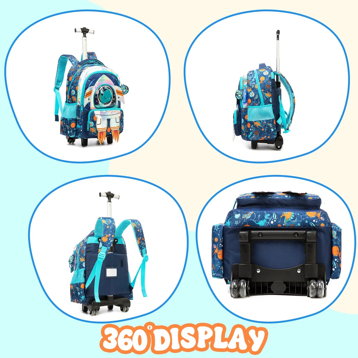 HTgroce Mochila Ruedas Niños Vuelta al Cole Material Escolar