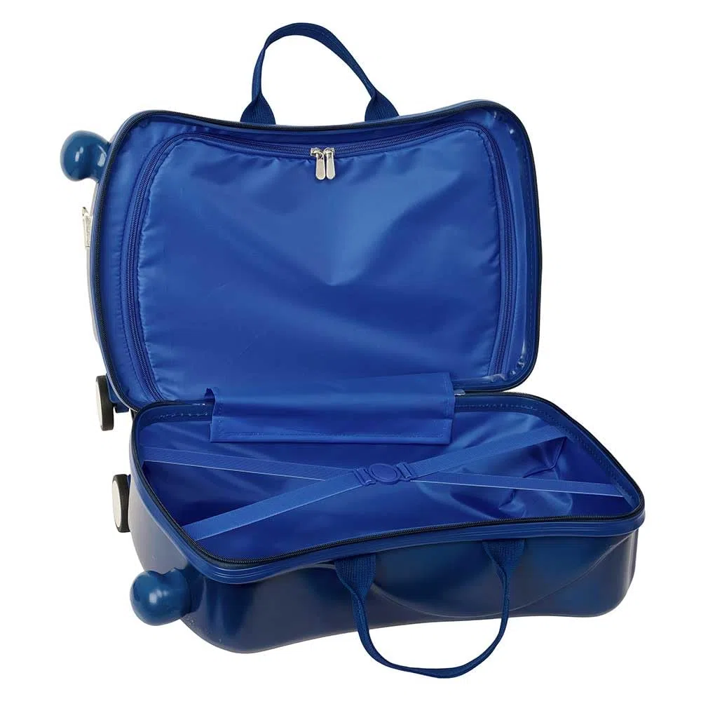 Safta | Maleta Infantil con Ruedas Real Madrid, Giro Multidireccional, ABS + PC Resistente, Interior Forrado con Separador y Bolsillo con Cremallera, Bandolera, Medidas 44x21x27 cm