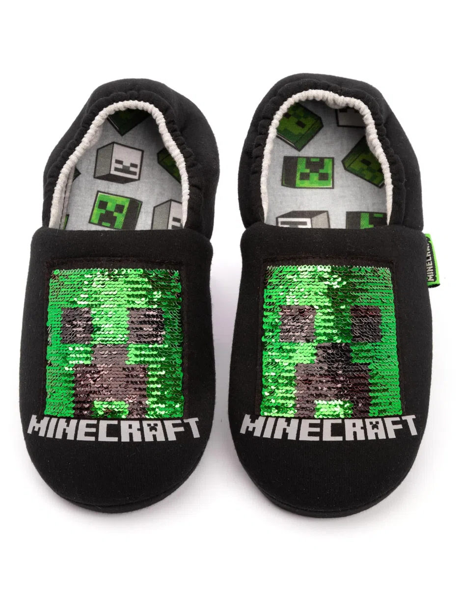 Minecraft Slippers Biños Niños Blue Creeper Vs Zombie Tnt House Zapatos