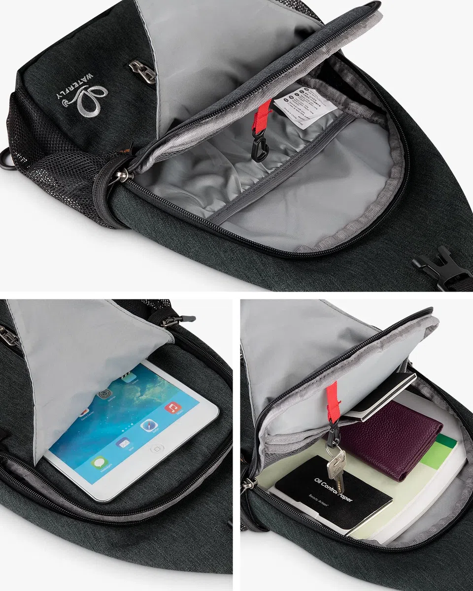 WATERFLY Pequeña bolsa de senderismo: mochila cruzada para el pecho para hombres y mujeres con correa de hombro agradable a la piel