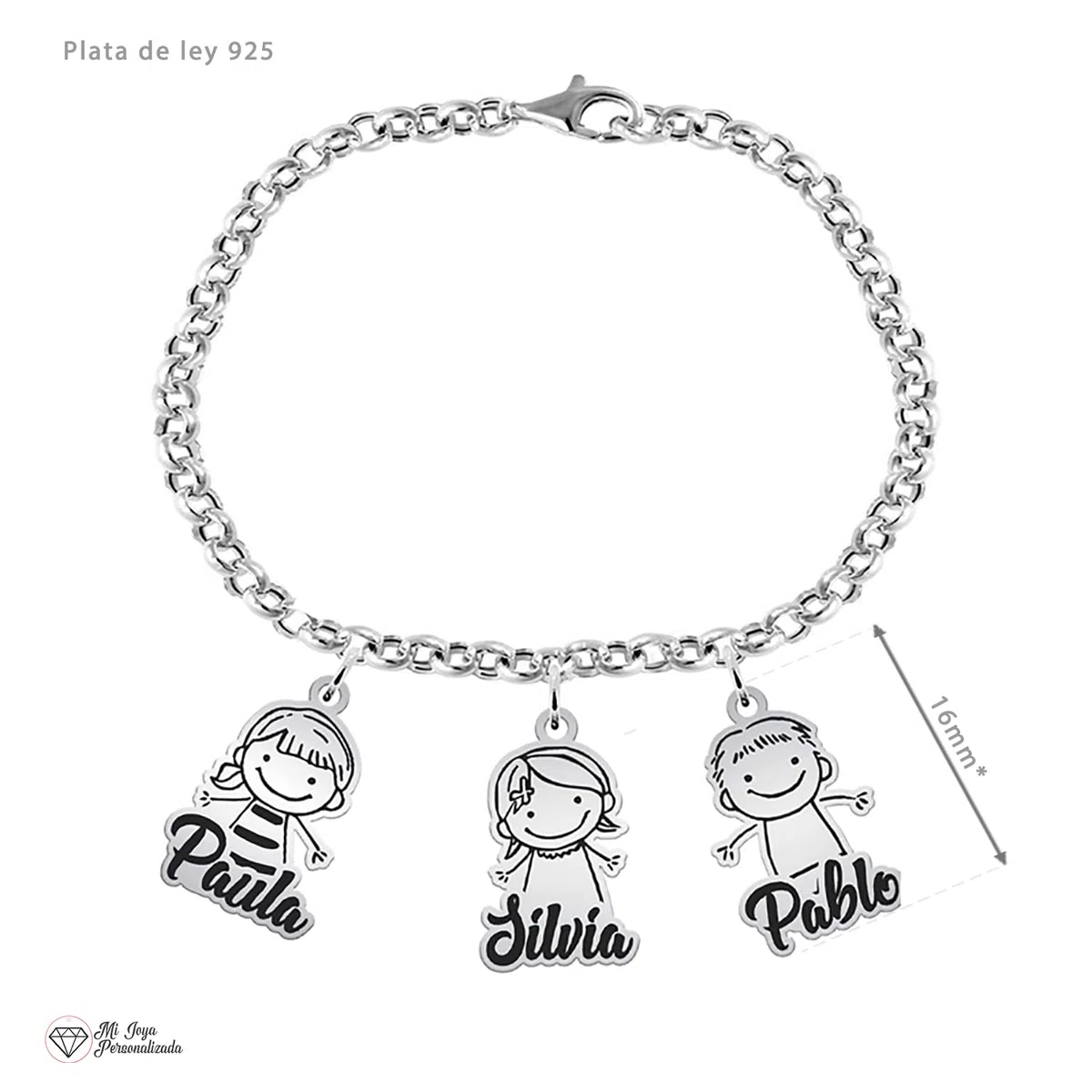 Pulsera con Niños Personalizada en Plata de Ley - Regalo Emotivo para Mamá, Abuela o Tía - Incluye Nombres Grabados de Hijos o Nietos - Mi Joya Personalizada