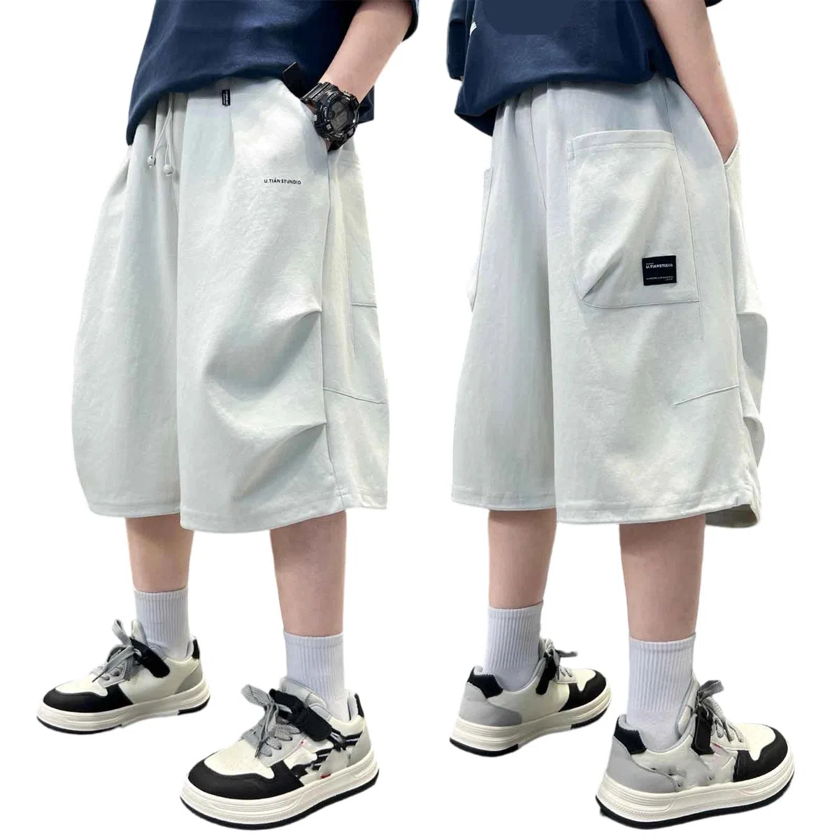 Pantalones Cortos Niño Baggy Elastico Cintura Verano Holgados Pantalon Jogger Shorts Niño Deportiva Casual Adolescente Chico Sweatpants
