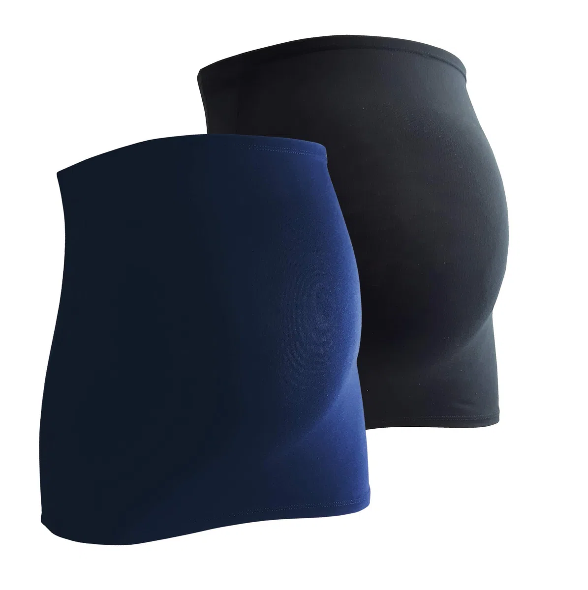 Paquete doble de banda abdominal para el embarazo. Contenido: 2 bandas abdominales - Bandas abdominales para embarazadas - Calentador de espalda y alargador de camisetas, azul oscuro/negro, M-L