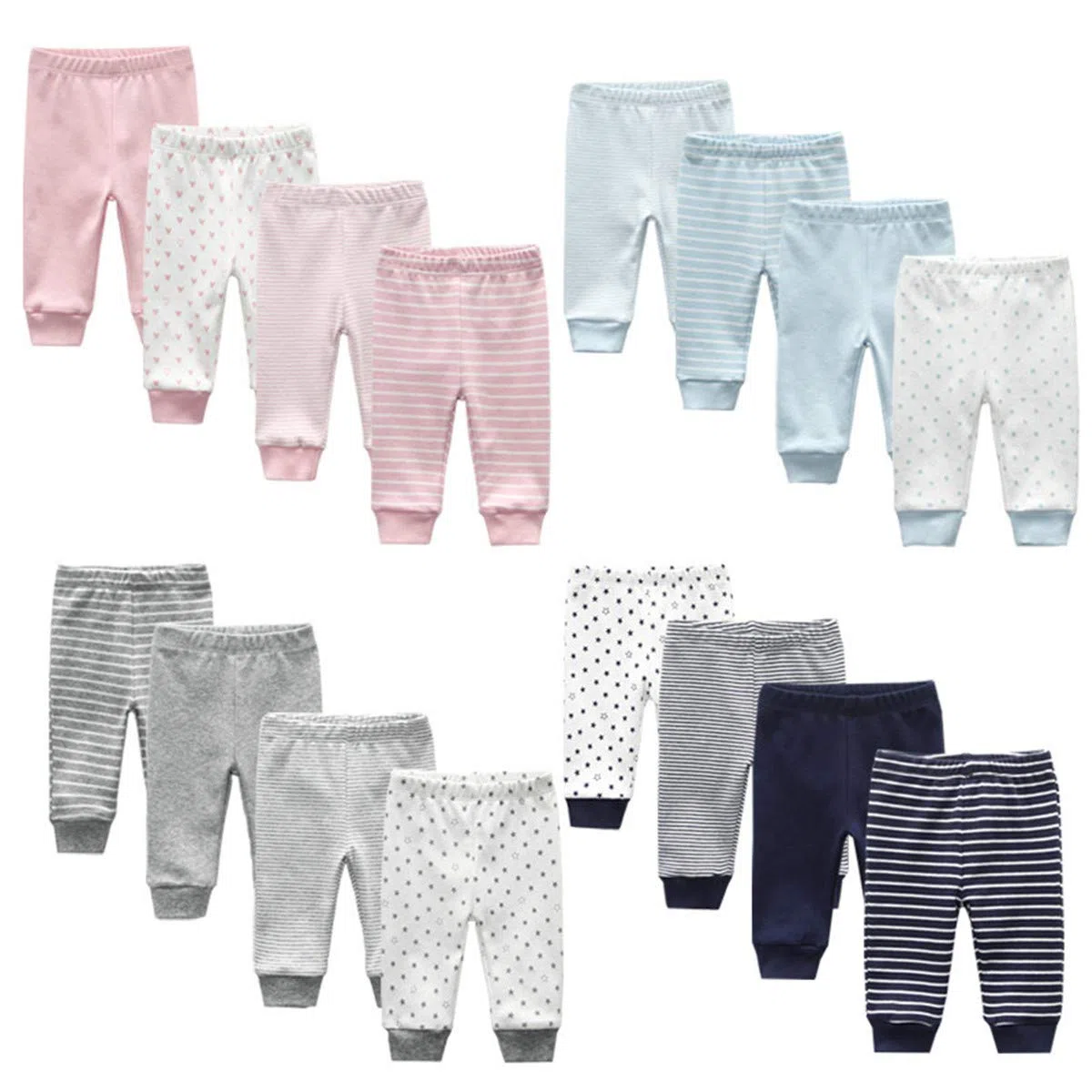 Kiddiezoom Paquete de 4 pantalones de forro polar neutro, unisex, para bebé, niños, niñas, 4 unidades