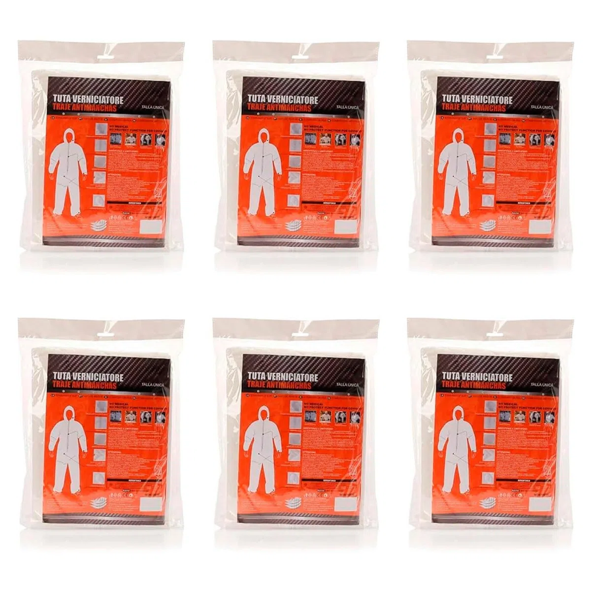 Tradineur - Traje Protector de Trabajo, Mono desechable, Integral, Multiusos, protección, Pintura, Bricolaje, mecánica (Blanco - Talla única - Unisex)