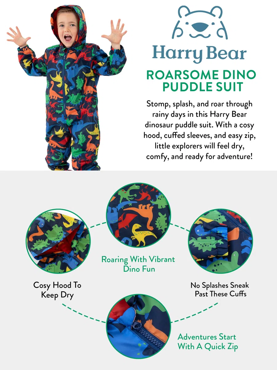 Harry Bear Traje Impermeable Infantil, Chubasquero De Dinosaurios O Arcoíris, Abrigo De Lluvia Para Niños