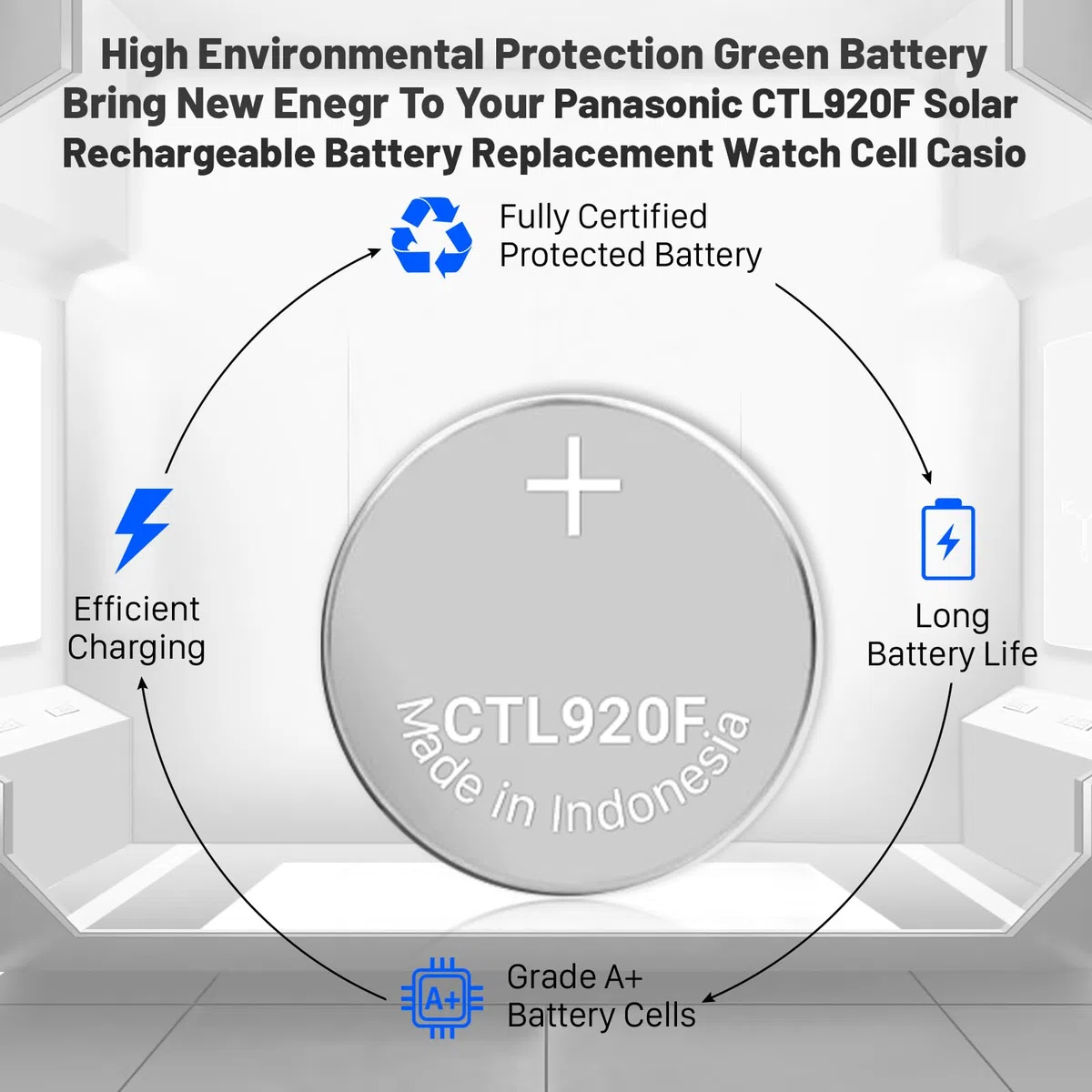 Batería CTL920F, repuesto de batería solar compatible con Panasonic CTL920F batería solar Casio