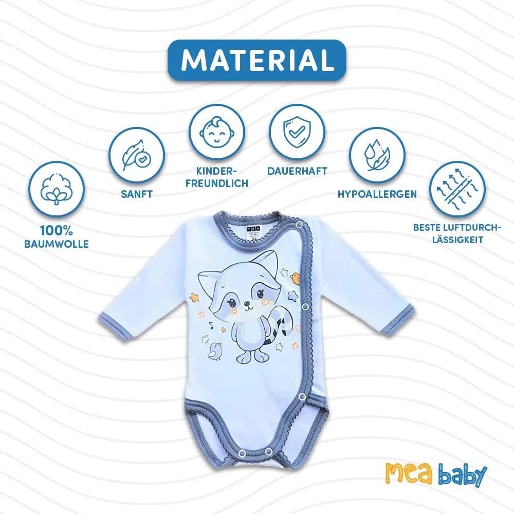 MEA BABY Body unisex de manga larga para bebé con estampado de 5 unidades