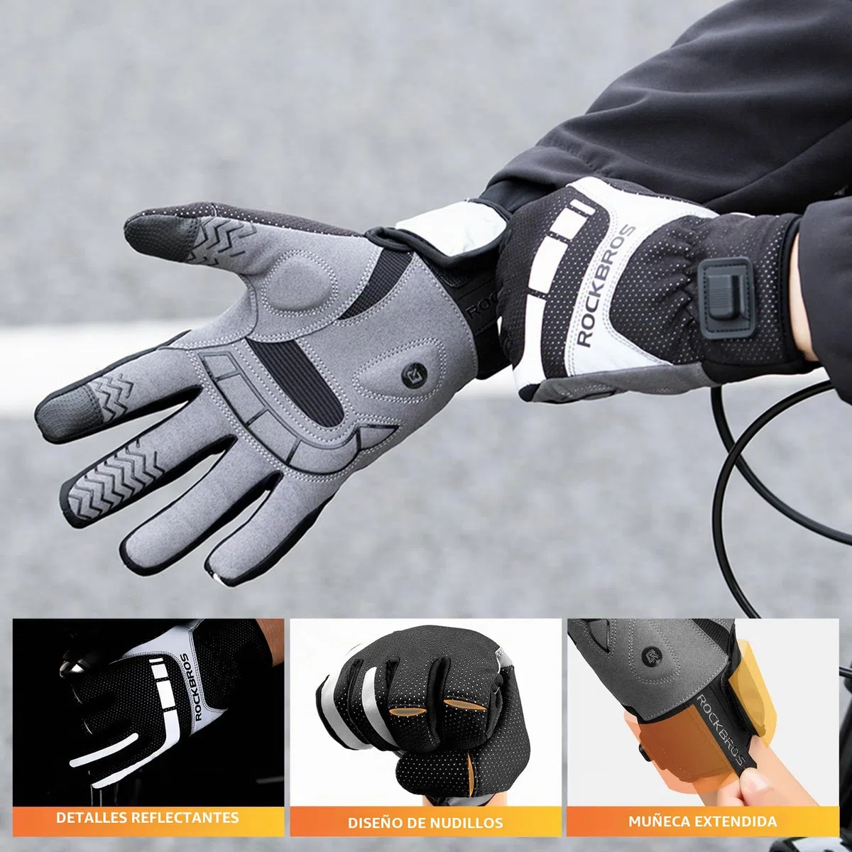 ROCKBROS Guantes de Ciclismo Antideslizantes, Guantes Antiviento Hombre Mujer con Pantalla Táctil Resistente al Agua para Bicicleta Moto Deportes al Aire Libre