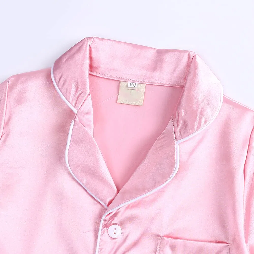 Verve Jelly Conjunto de Pijamas de satén para bebés y niños pequeños Pantalones de Manga Corta con Botones Ropa de Dormir para niñas y niños Ropa de Dormir