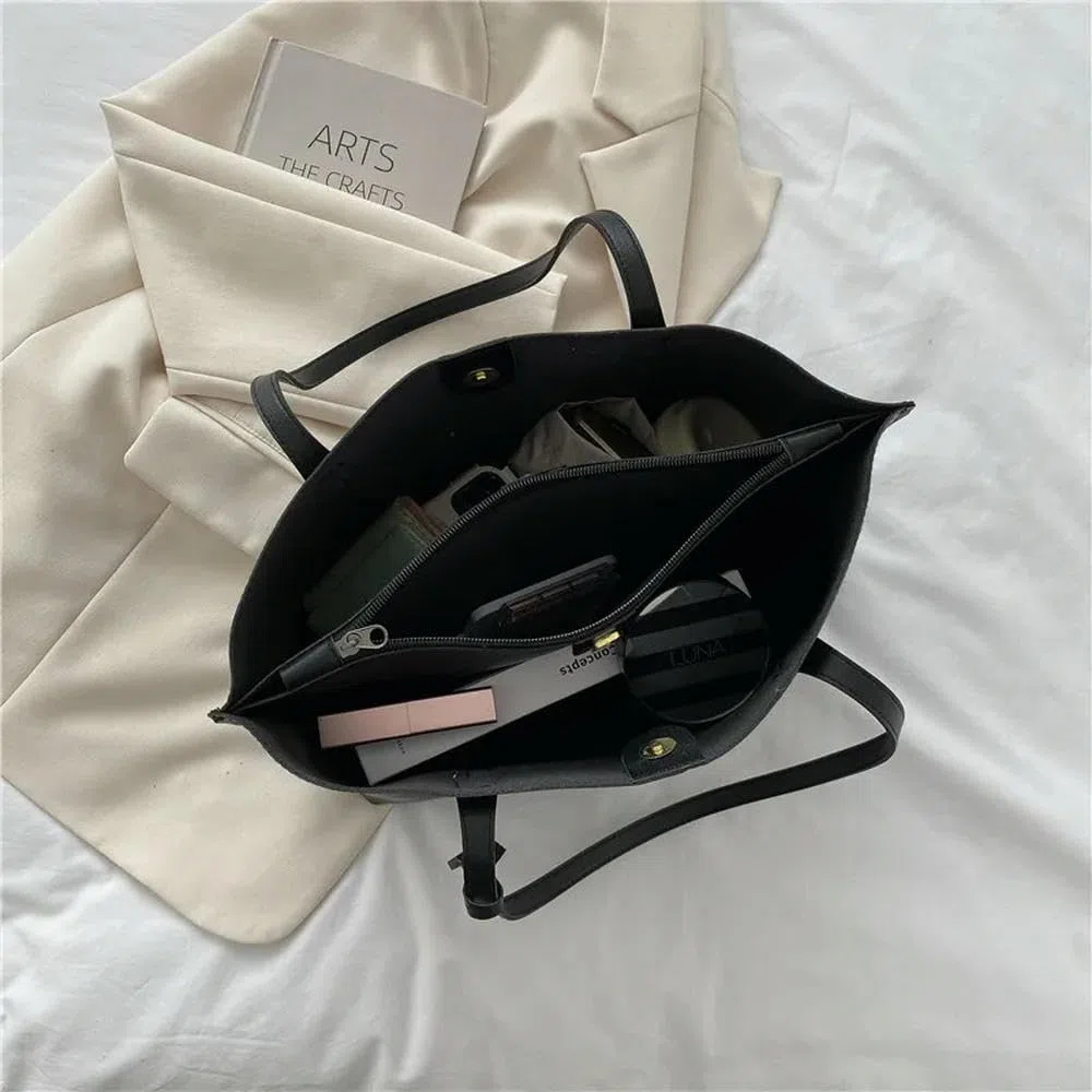 DYRBF - Bolsa de mano de piel sintética suave para mujer, bolsa de hombro de gran capacidad con cremallera superior, bolsa de trabajo ligera para laptop de 14 pulgadas, bolsa con bolsillos para viajes