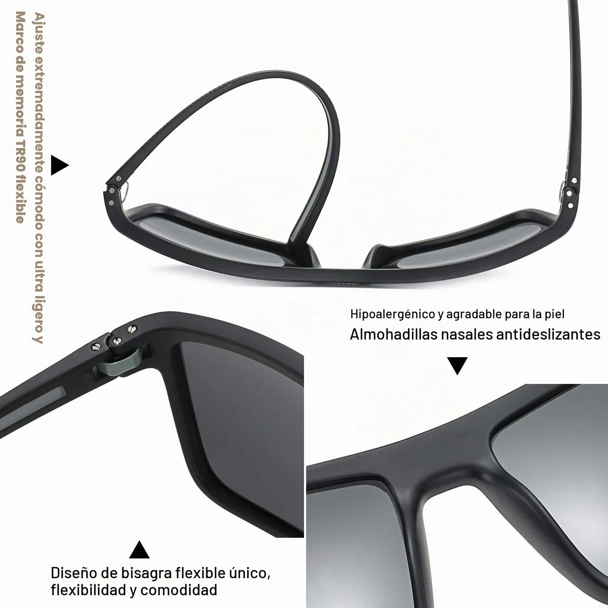 ZENOTTIC Gafas de sol polarizadas hombres luz TR90 marco UV400 protección cuadrado gafas de sol