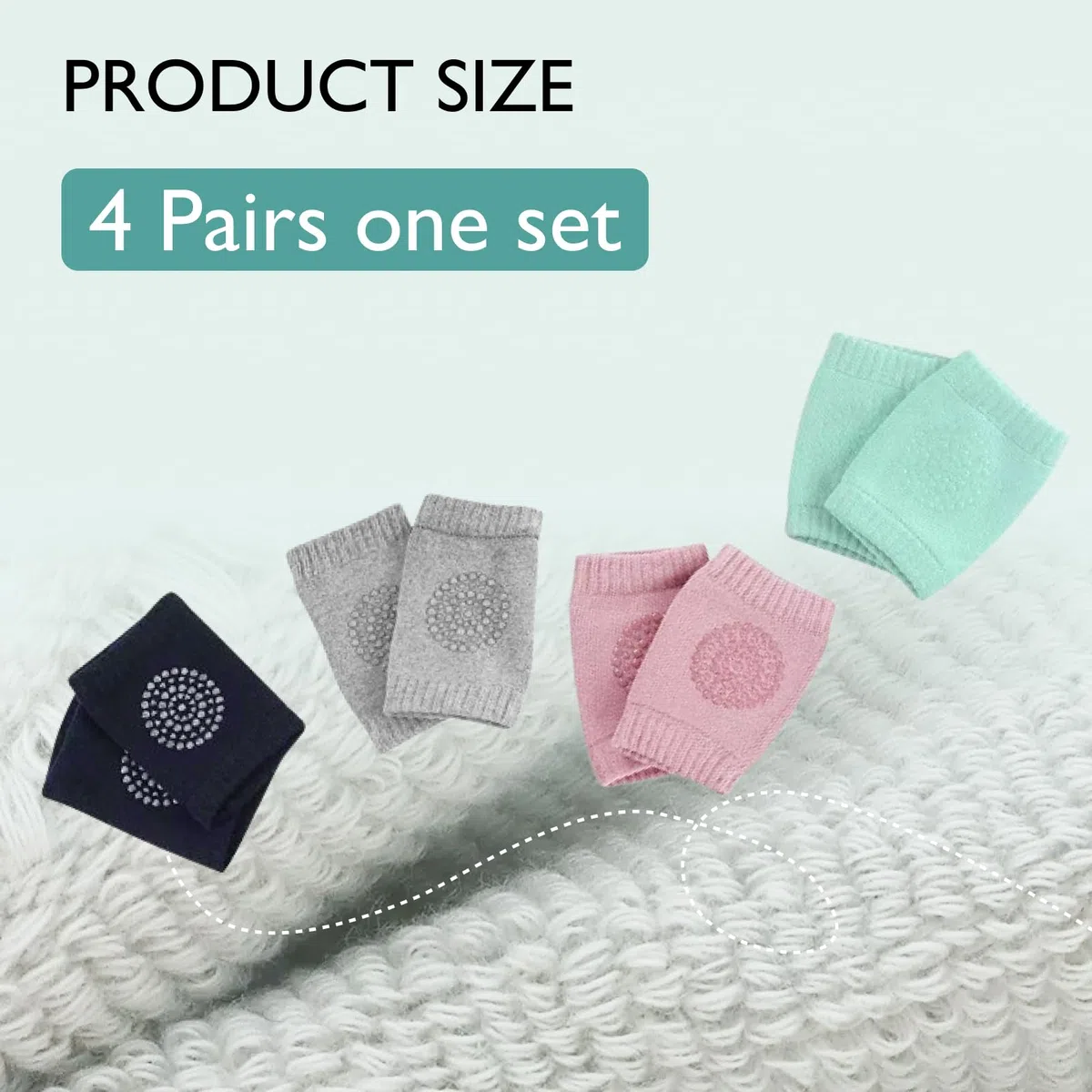 4 Pares Rodilleras Bebe Gateo, Antideslizantes Rodilleras Elásticas Odilleras Bebe Niños Calentador para Bebé 0 a 24 meses