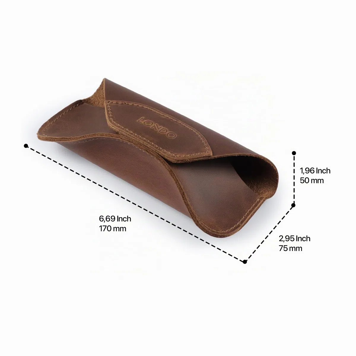 Londo Funda de piel auténtica para gafas y gafas de sol con cierre magnético a presión