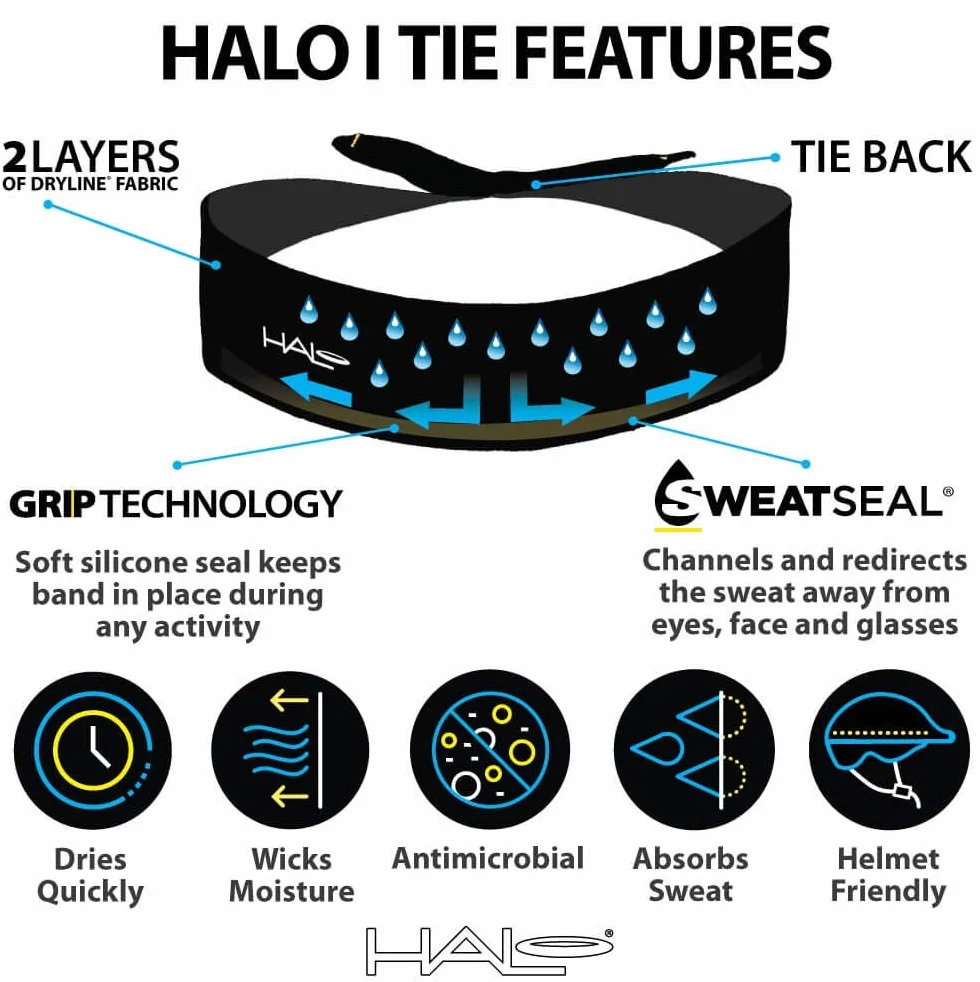 Halo Headband Halo I - Sudadera con Banda para el Sudor para Hombres y Mujeres, Antideslizante, con Tela Dryline Que Absorbe la Humedad