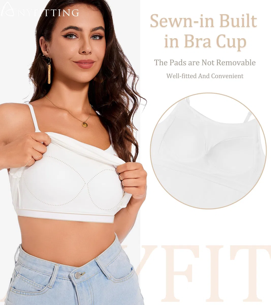 ANYFITTING Camiseta de Tirantes para Mujer con Sujetador Integrado Top Básico Yoga Camiseta para Mujer sin Mangas con Cuello Redondo Camiseta de Tirantes Acolchada de Verano S-3XL