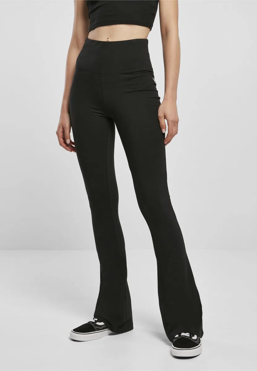 Urban Classics Ladies Organic Stretch Jersey Bootcut Leggings Mujer Leggins Negro