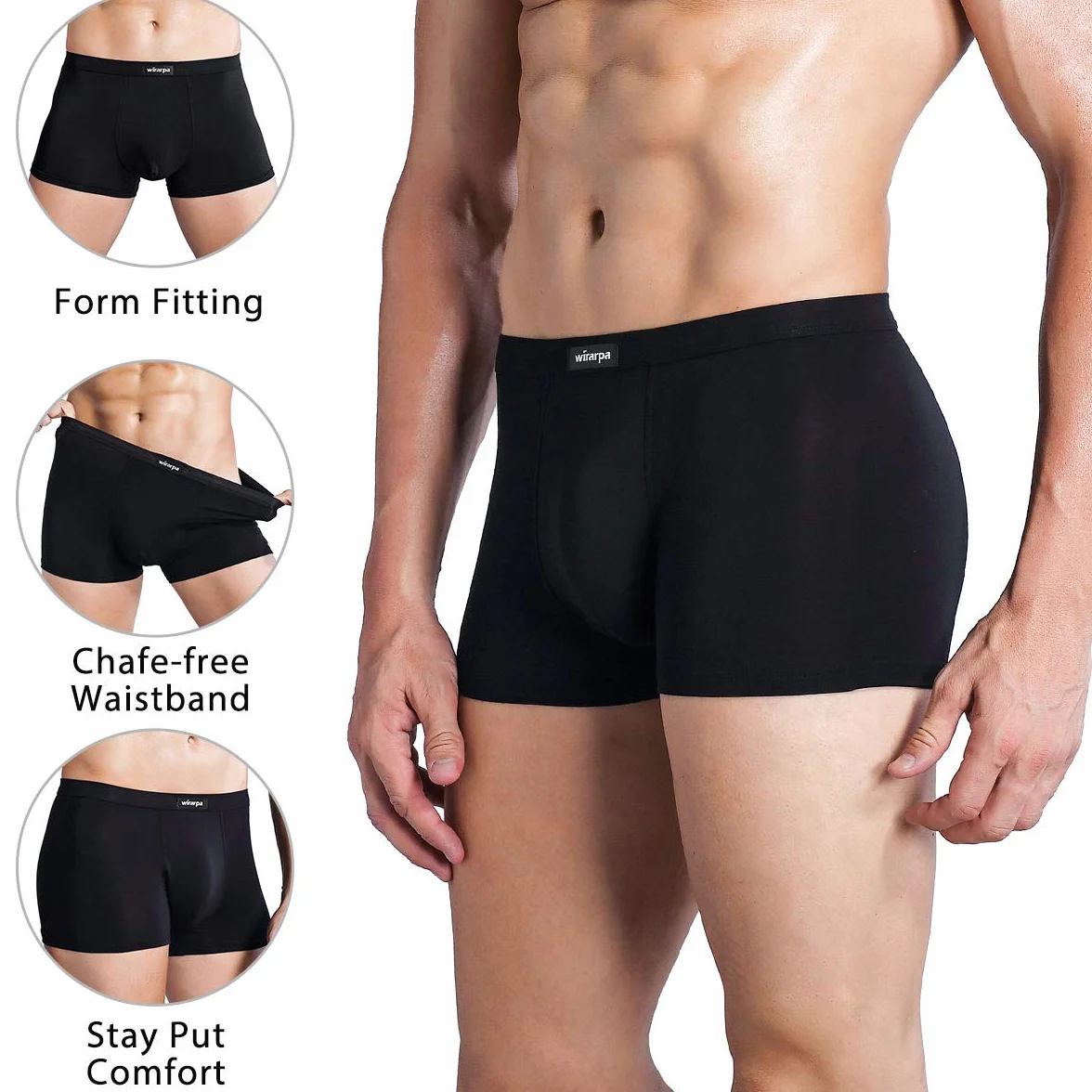 wirarpa Calzoncillos Bóxers Hombre Microfibra Ropa Interior Multicolor Underwear Trunks Pack de 4