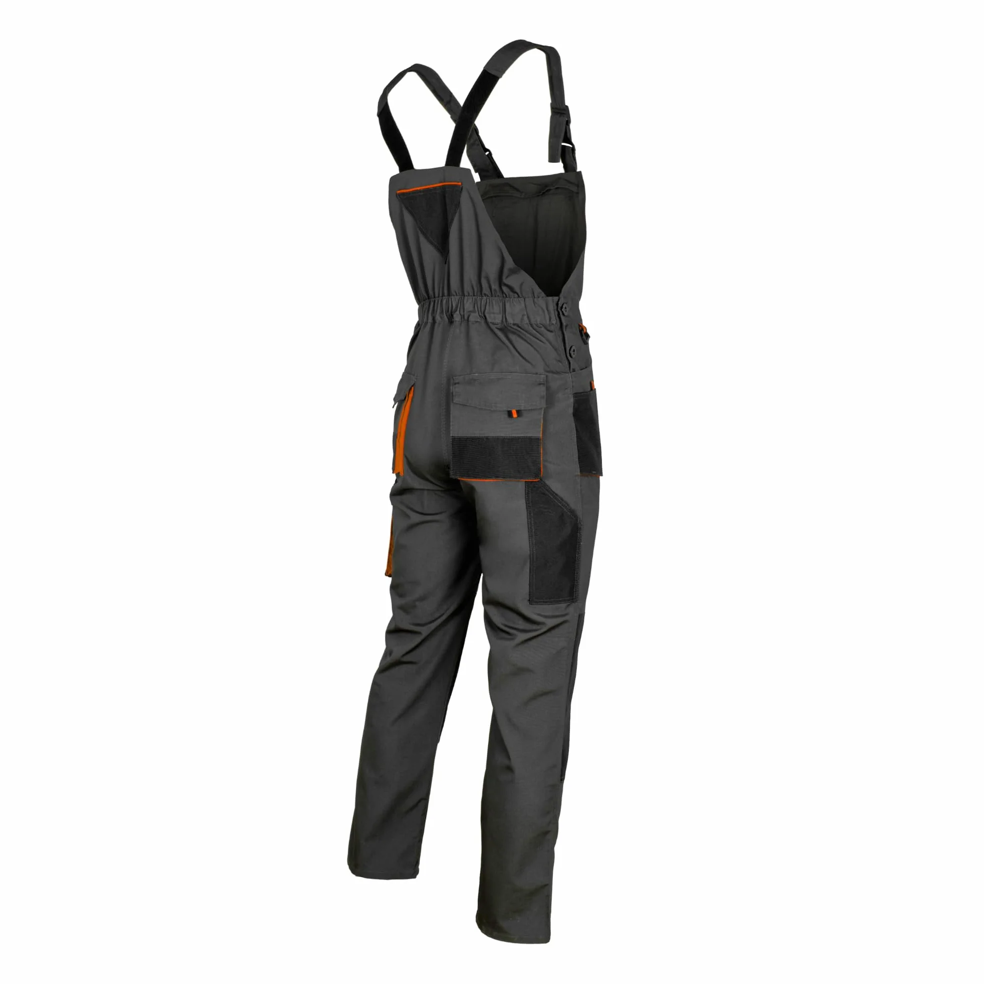 ART.MAS Peto clásico – Peto de trabajo resistente de poliéster/algodón (270 g/m²), 10 bolsillos, bolsillos en las rodillas, color naranja grafito