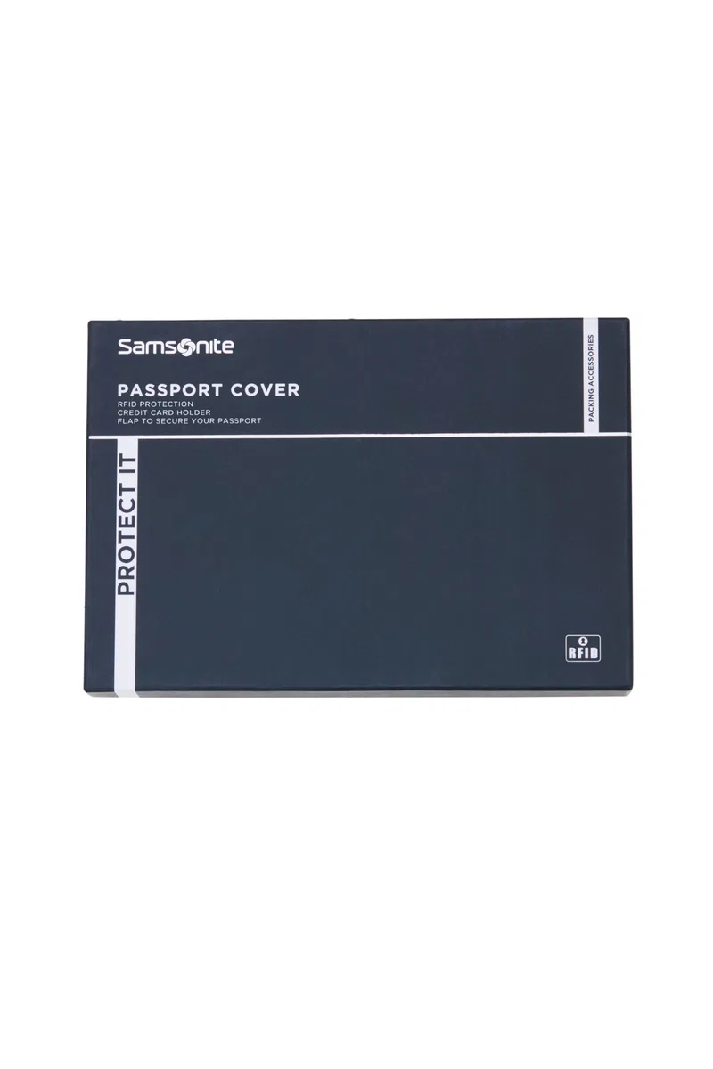 Samsonite TA Revolution - Funda de Piel para Pasaporte, protección RFID, con 3 Ranuras para Tarjetas de crédito, Solapa de Seguridad para Pasaporte, Accesorios de Viaje, Color Negro