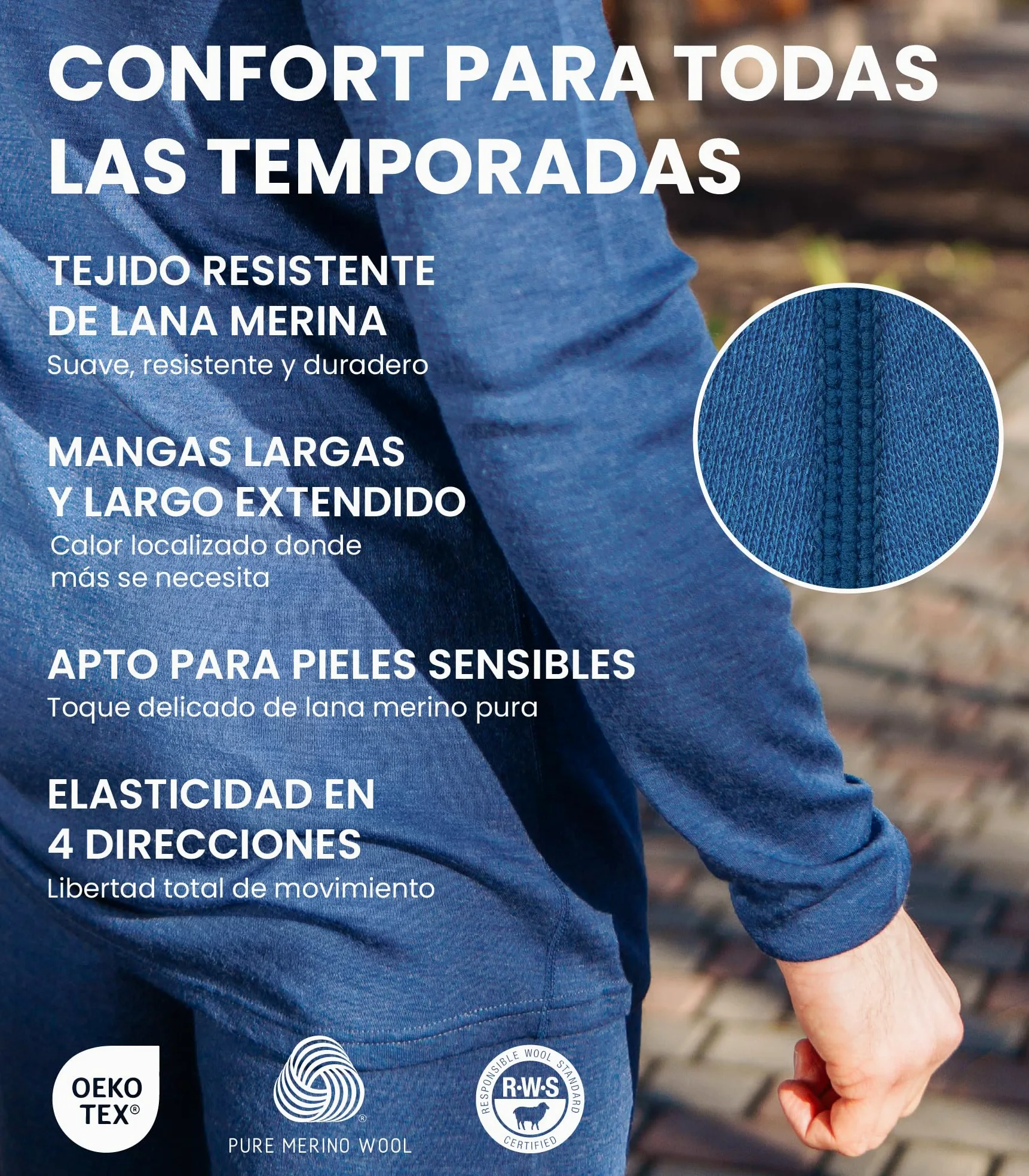 Merino.tech Camiseta Lana Merino Hombre - Deportiva Ropa Térmica 100% Lana Merino Ligero, Medio, Pesado con Calcetines