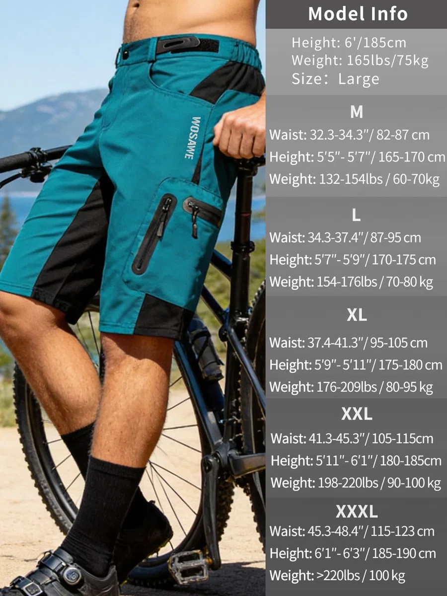 WOSAWE Pantalones Cortos de Ciclismo para Hombre Transpirable Sueltos MTB Ropa Interior Pantalones