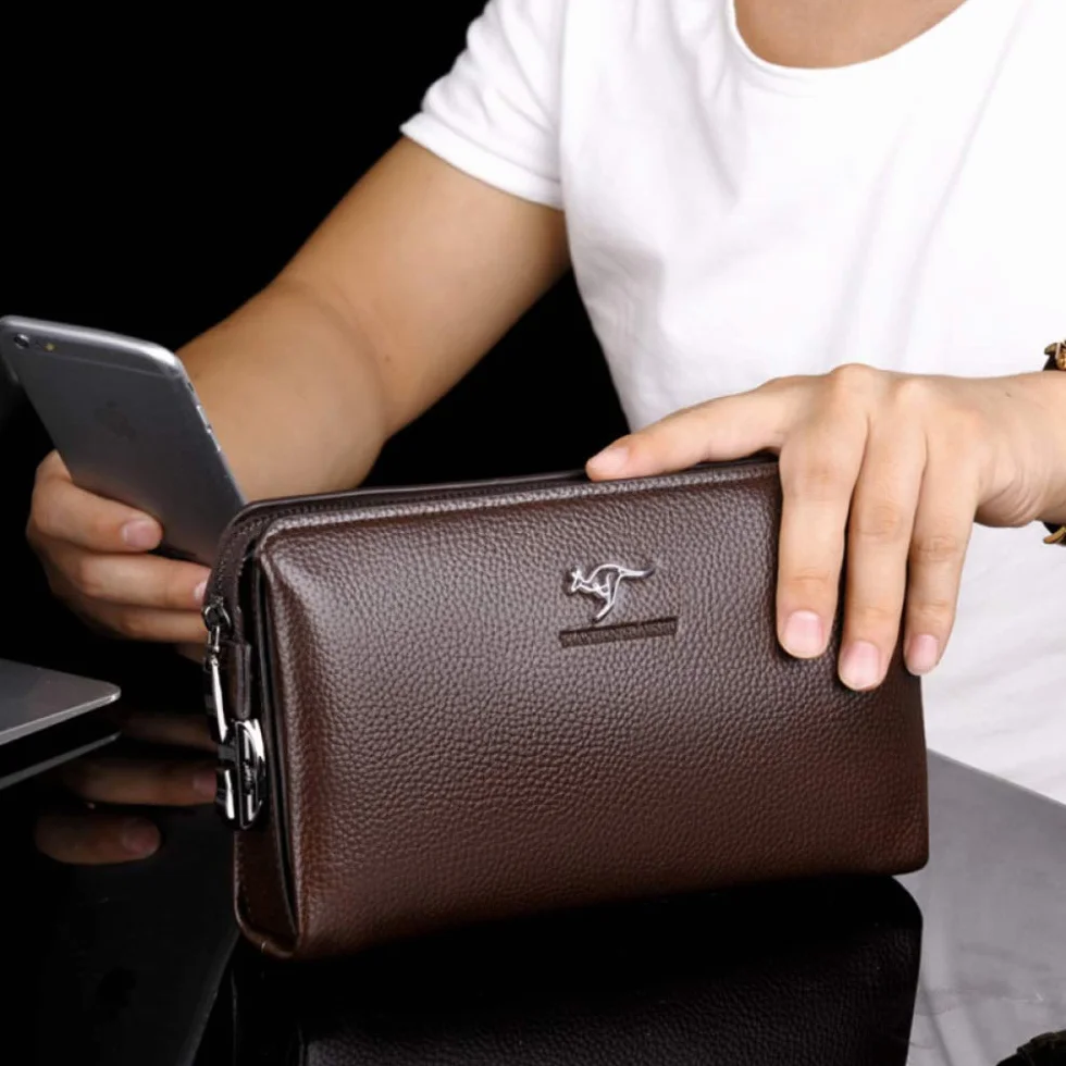Bolsos Bloqueo De Código, Bolso De Mano para Hombre De Cuero Carteras Mu?eca Embrague De Piel Grande Monedero con Cremallera para Tarjetero Llaves Monedas Dinero