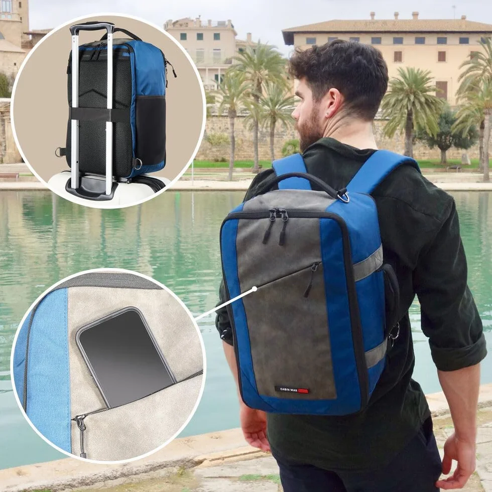 Cabin Max Mochila Viaje Cabina Avion 40x20x25, Mochilas, Mochila Cabina, Mochilas Viaje Avion, 20L Para Equipaje Mano Ryanair - Compatibilidad Multiaerolínea - Easyjet, Wizz Air, Vueling, Volotea