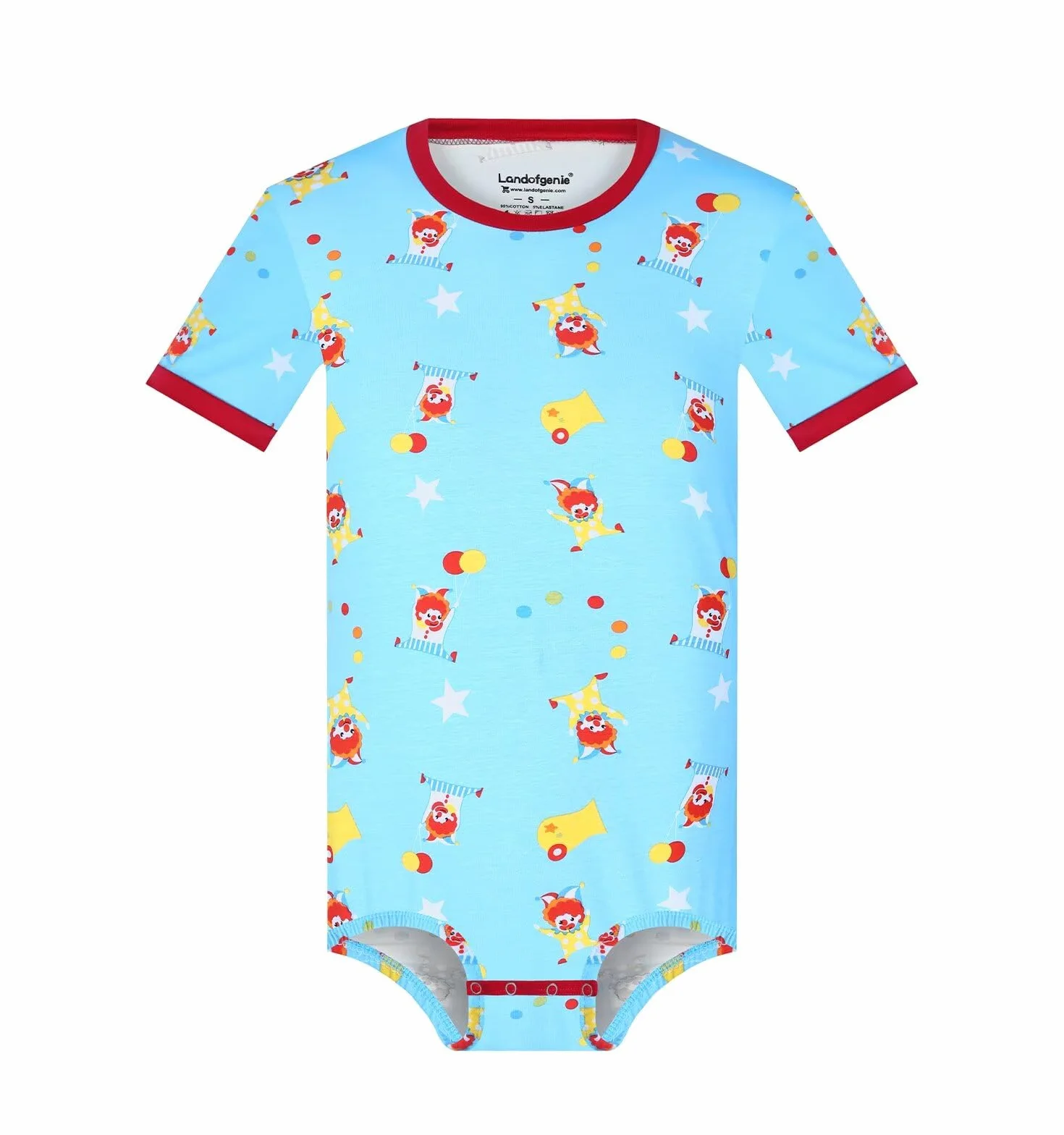 Landofgenie Mono para Hombre Body Pijama Enterizo Manga Corta co Cómodo Bodysuit - Estampado de Payaso